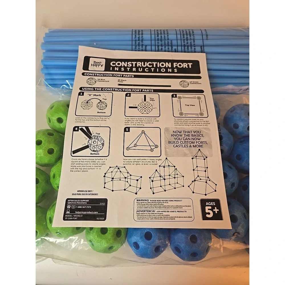 Be Happy IGLOO FORT 75 Piece Build & Play Construction Fort Ages 5+ No Box